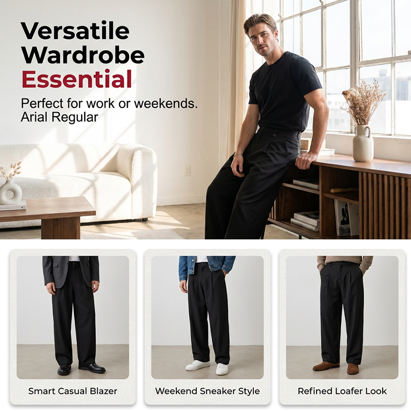 ⏳Pantalon de costume pour homme à coupe classique et jambes larges – Coupe ajustée, tissu respirant, idéal pour le travail, les mariages ou les événements officiels ✨