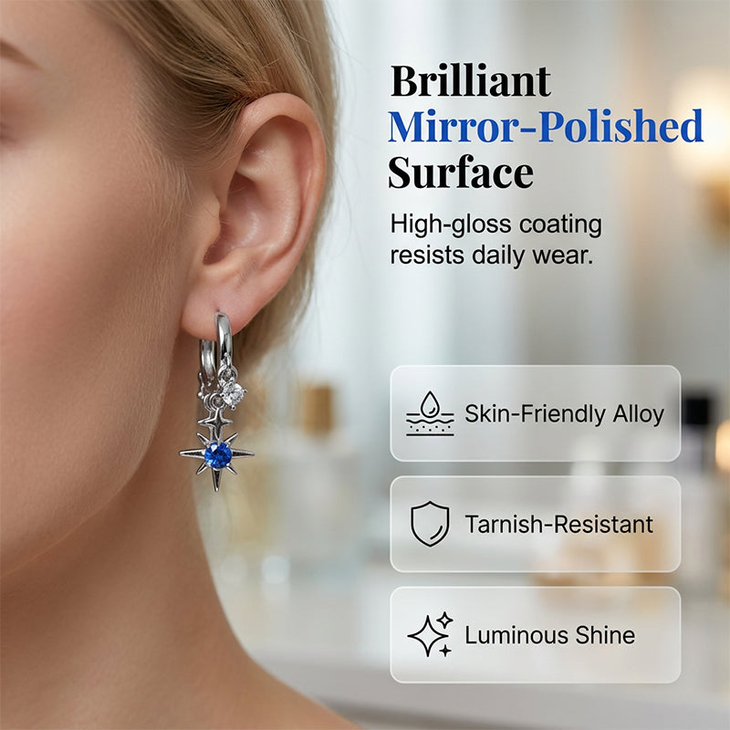 Boucles d'oreilles créoles pendantes célestes ton argent