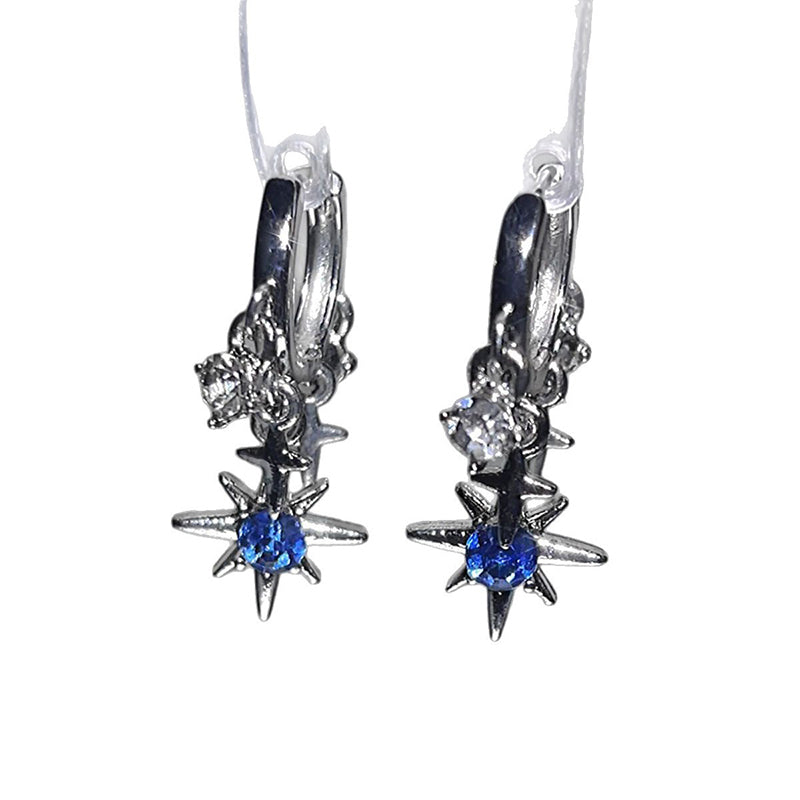 Boucles d'oreilles créoles pendantes célestes ton argent