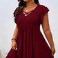 Robe Femme à Col V avec Volants — Coupe Flatteuse, Douce et Parfaite pour Toutes les Occasions