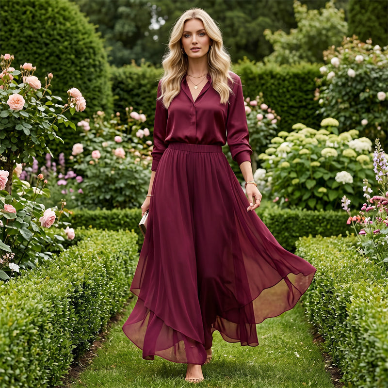 💃🌸Pantalon large asymétrique en mousseline pour femme