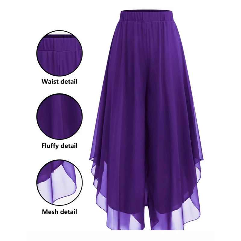 💃🌸Pantalon large asymétrique en mousseline pour femme
