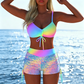 📢Ensemble bikini pour femme💖Haut à cordons et shorty, différents modèles🩱Pour la plage et la piscine⏰