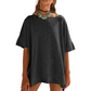 🌼Haut femme col bateau, coupe large, unicolore✨