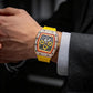 ⌚💎 PROMO FLASH 50% ! Montre Homme de Luxe Forme Tonneau avec Strass – Édition Limitée, Cadran Cristal, Design Unique & Élégant ✨