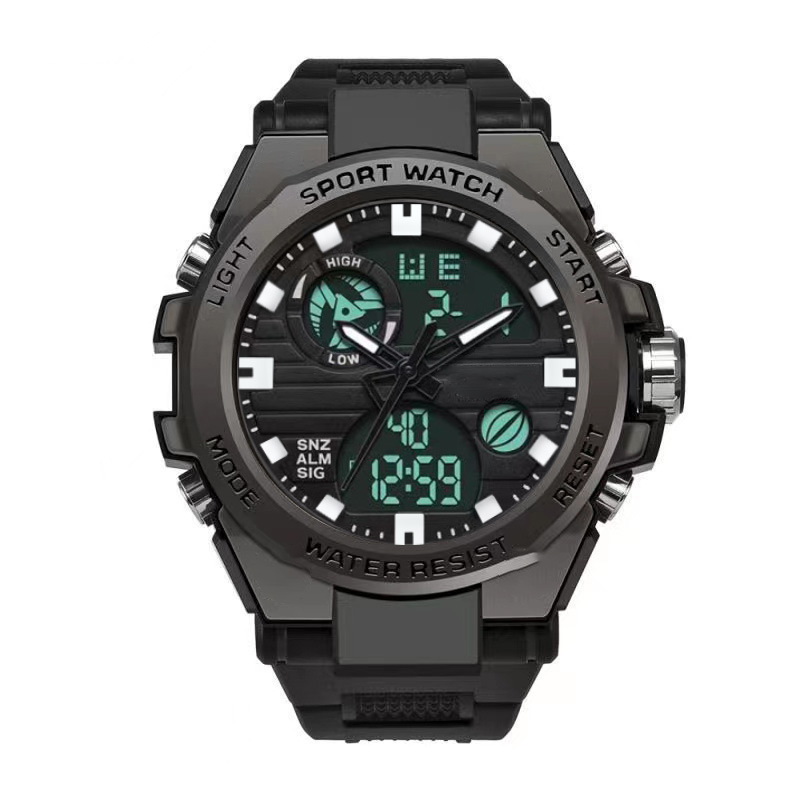 🔥PROMO FLASH 50%⌚Montre Sport Homme Étanche 3ATM – Double Affichage (Analogique+Numérique), Rétroéclairage, Chronographe, Boîtier ABS Antichoc, Bracelet Résine🌊