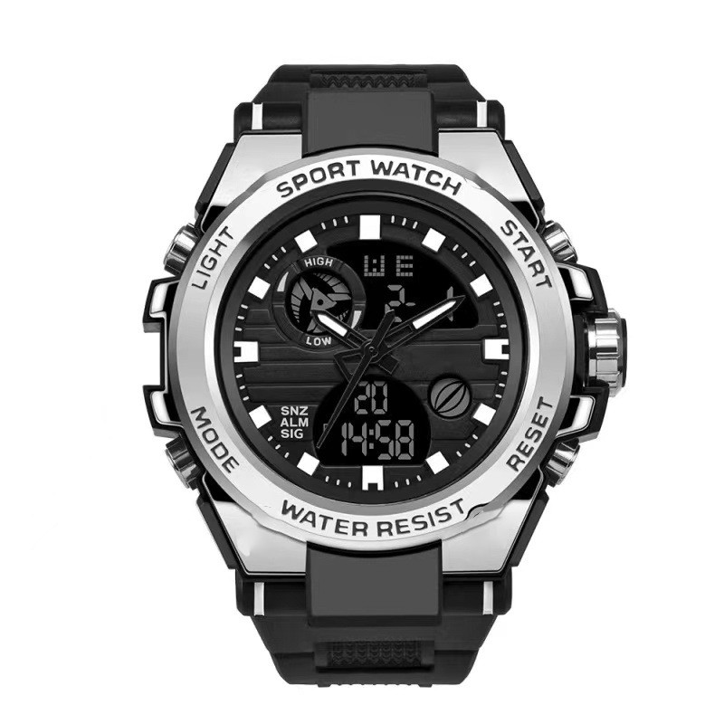 🔥PROMO FLASH 50%⌚Montre Sport Homme Étanche 3ATM – Double Affichage (Analogique+Numérique), Rétroéclairage, Chronographe, Boîtier ABS Antichoc, Bracelet Résine🌊