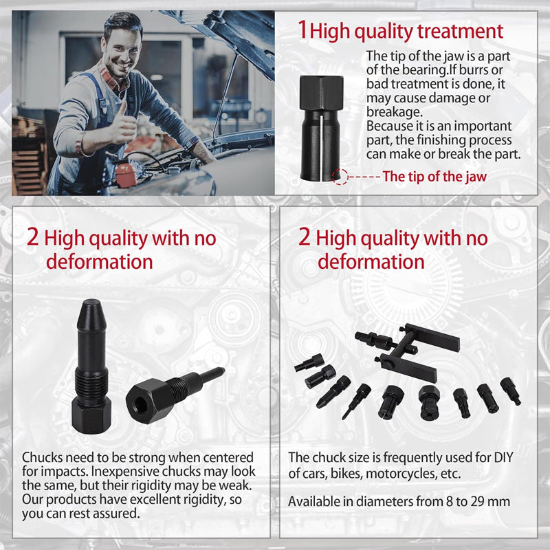 🔧 50% DE RÉDUCTION ⏰ Kit de 10 outils pour extraire les roulements de moto – Acier traité, usage polyvalent & étui de rangement – idéal pour atelier ou entretien à domicile 🏍️