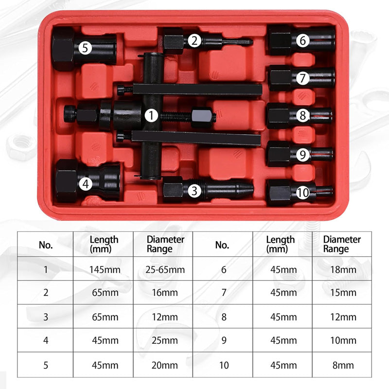 🔧 50% DE RÉDUCTION ⏰ Kit de 10 outils pour extraire les roulements de moto – Acier traité, usage polyvalent & étui de rangement – idéal pour atelier ou entretien à domicile 🏍️