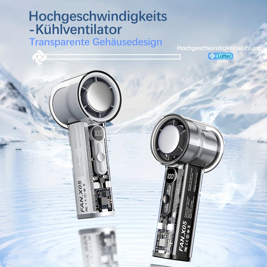 📢PROMO FLASH 50%❄️Ventilateur de Poche sans Pales Portable – 100+ Vitesses, Écran Numérique, Moteur 16000 tr/min, Batterie 3000mAh, Design Mécha Transparent, Mini Climatiseur Personnel🌀