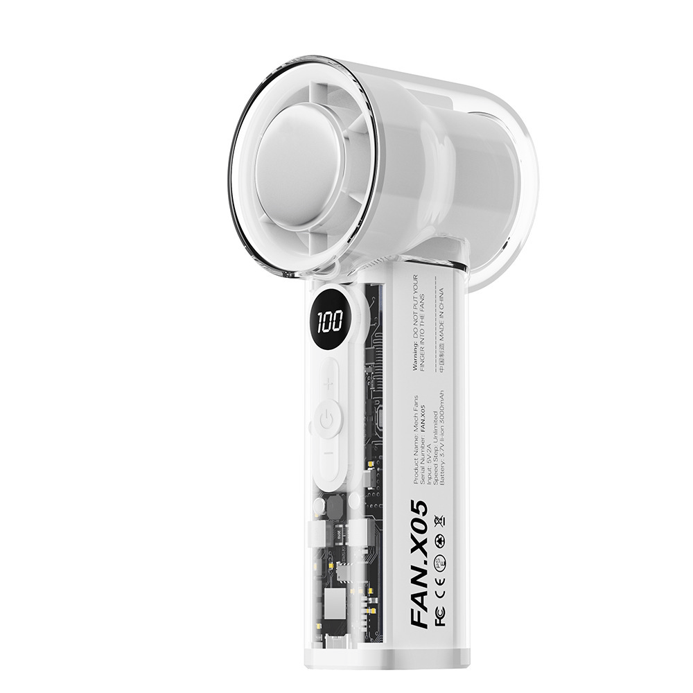 📢PROMO FLASH 50%❄️Ventilateur de Poche sans Pales Portable – 100+ Vitesses, Écran Numérique, Moteur 16000 tr/min, Batterie 3000mAh, Design Mécha Transparent, Mini Climatiseur Personnel🌀