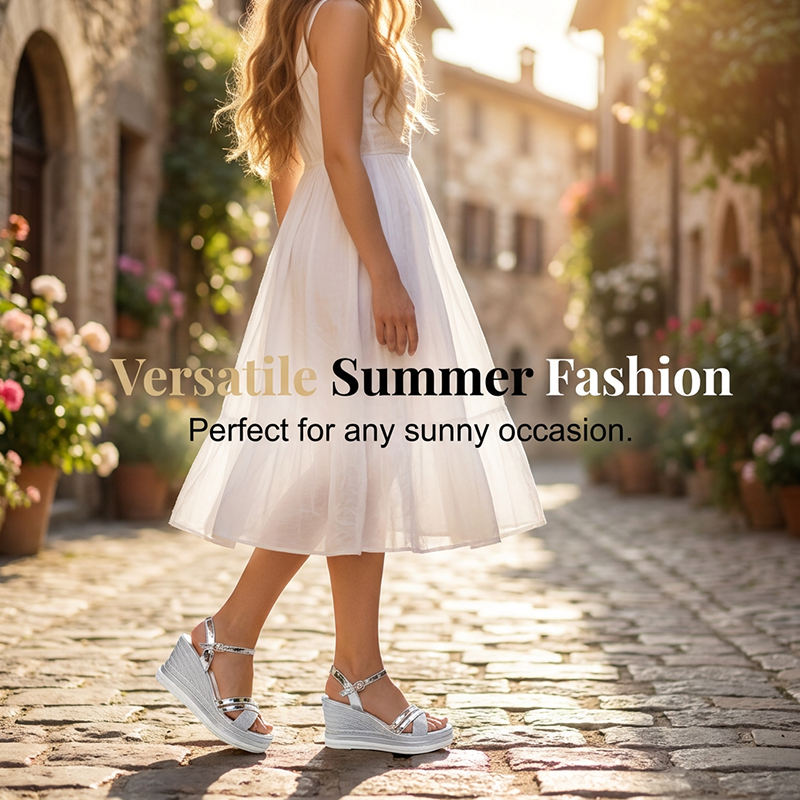 👡🌬️ Sandales compensées à bride cheville et bout ouvert pour femme – Allongent la silhouette et sont confortables – Paiement à la livraison ✨✅