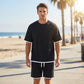 🌀🌸✨ OFFRE LIMITÉE 50% DE RÉDUCTION! Ensemble T-Shirt & Short Tendance Texturé Gaufre – Motif Grille Moderne, Ceinture Élastique, Couleurs Polyvalentes – À Porter avec Baskets ou Sandales – Cool Sans Effort 😎