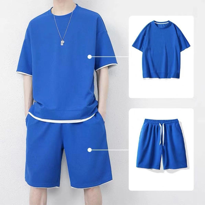 🌀🌸✨ OFFRE LIMITÉE 50% DE RÉDUCTION! Ensemble T-Shirt & Short Tendance Texturé Gaufre – Motif Grille Moderne, Ceinture Élastique, Couleurs Polyvalentes – À Porter avec Baskets ou Sandales – Cool Sans Effort 😎