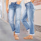 👖 50% DE RÉDUCTION 💥 Jean droit déchiré décontracté pour femme – Denim stretch, trous chic & bords effilochés – parfait pour un look urbain, décontracté ou un style streetwear tendance ✨