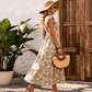 Robe Fleurie Femme à Col V et Taille Smockée