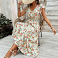 Robe Fleurie Femme à Col V et Taille Smockée