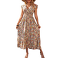 Robe Fleurie Femme à Col V et Taille Smockée