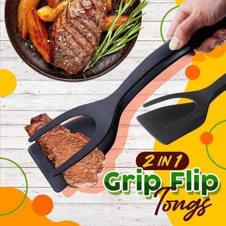 🍳Pince-Spatule 2 en 1 pour Cuisine – Embouts en Silicone Alimentaire, Antiadhésif, Résistant à la Chaleur, Poignée Longue Confy✨