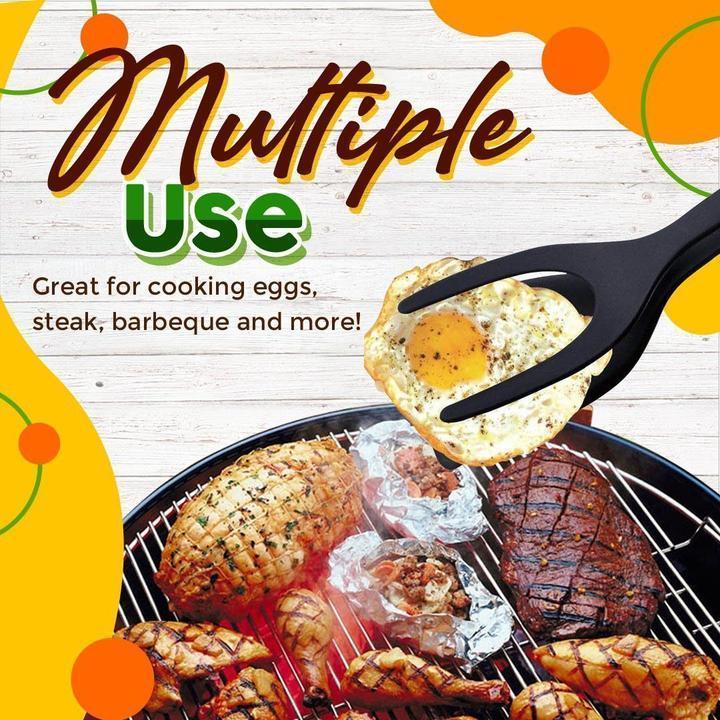 🍳Pince-Spatule 2 en 1 pour Cuisine – Embouts en Silicone Alimentaire, Antiadhésif, Résistant à la Chaleur, Poignée Longue Confy✨