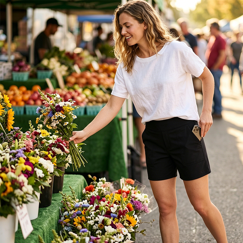 💐50% DE RÉDUCTION ! Short avec Poches Taille Haute – Pratique & Élégant au Quotidien 🛍️👖【Prix Exceptionnel】