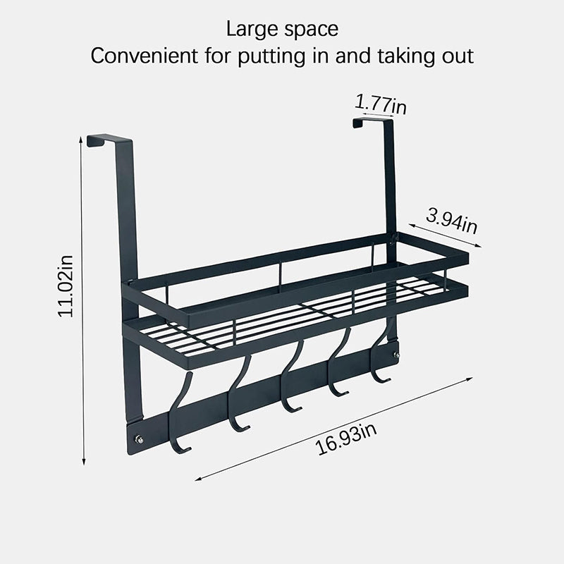🌟✨ PROMO FLASH 50% ! Support de Rangement Porte sans Perçage – Panier Amovible & Crochets, Acier Carbone, Charge 22.7kg, Installation Rapide, Pour Salle de Bain ou Entrée 🚪