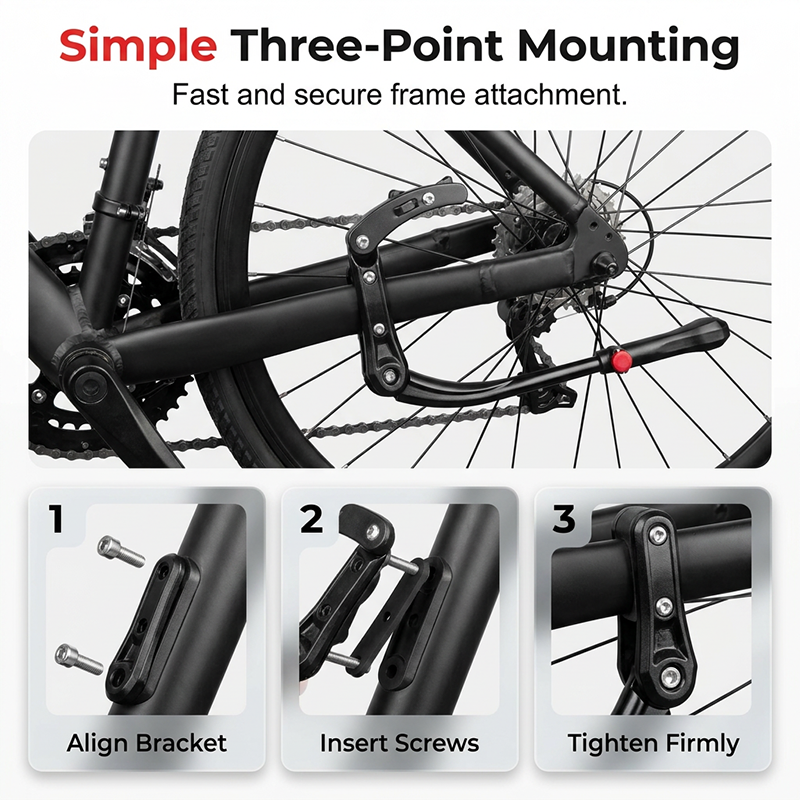 🚴‍♀️PROMO FLASH 50%⚙️Béquille Latérale Réglable Universelle pour Vélo – Alliage Aluminium, Installation Facile, Protection Cadre, Compatible Roues 24"–29"✨
