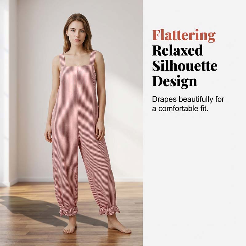 👗🌊 PROMO FLASH 50% ! Combinaison Rayée à Bretelles Fines pour Femme – Tissu Coton Léger, Coupe Détendue, 3 Couleurs, Parfaite pour Plage & Vacances ☀️