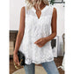 👗PROMO FLASH 50%🌸Chemisier Femme sans Manches en Dentelle Florale – Col en V, Tissu Léger Respirant, Style Romantique & Élégant, Parfait pour Toutes Occasions✨