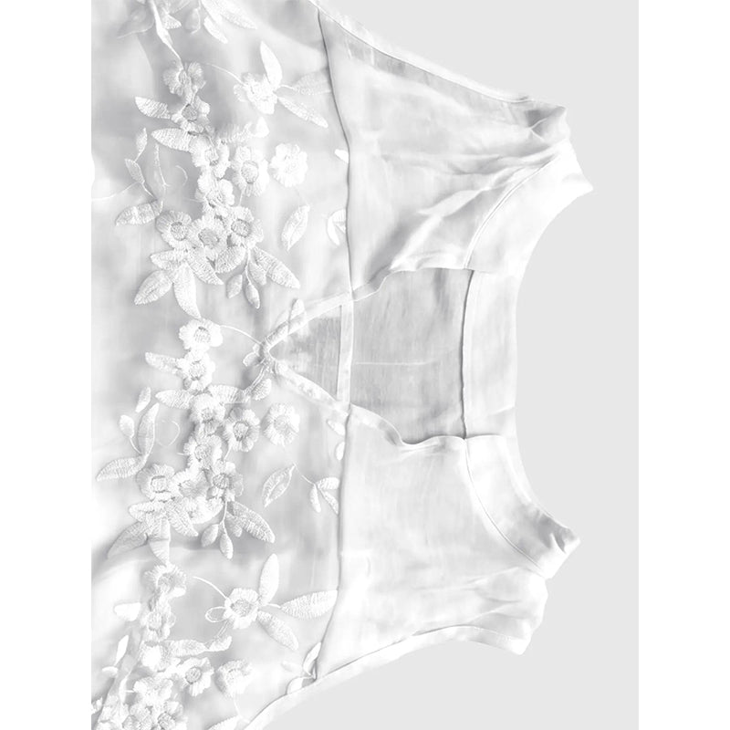 👗PROMO FLASH 50%🌸Chemisier Femme sans Manches en Dentelle Florale – Col en V, Tissu Léger Respirant, Style Romantique & Élégant, Parfait pour Toutes Occasions✨
