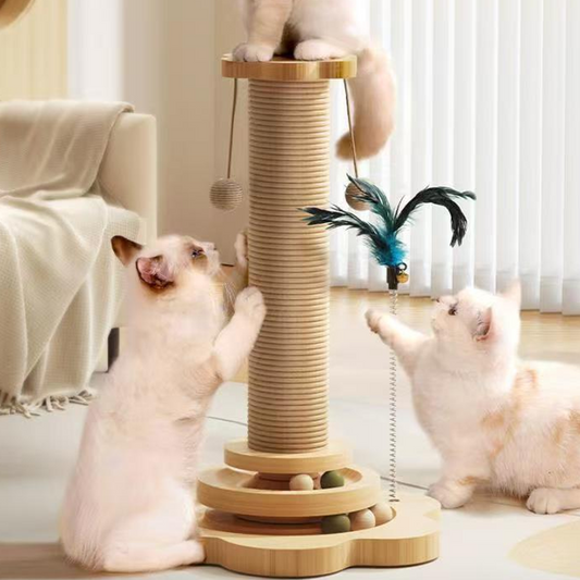 Centre d'activités multifonctionnel pour chat avec griffoir et jouets