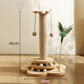 🐾🛒 -50% ! 🐈Centre d’Activités pour Chat – Bois Massif & Sisal, Griffoir, Piste à Billes & Jouet à Plume