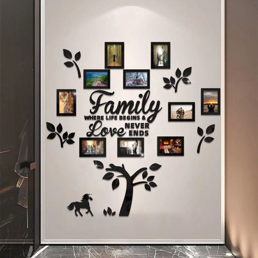 📢PROMO FLASH 50%🌳Autocollant Mural Arbre Généalogique 3D avec Cadres Photo – Acrylique, Installation Facile, 3 Couleurs, 2 Tailles, Décoration Murale Unique✨