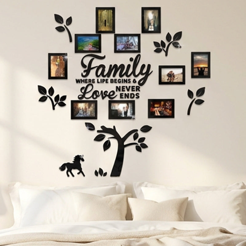 📢PROMO FLASH 50%🌳Autocollant Mural Arbre Généalogique 3D avec Cadres Photo – Acrylique, Installation Facile, 3 Couleurs, 2 Tailles, Décoration Murale Unique✨