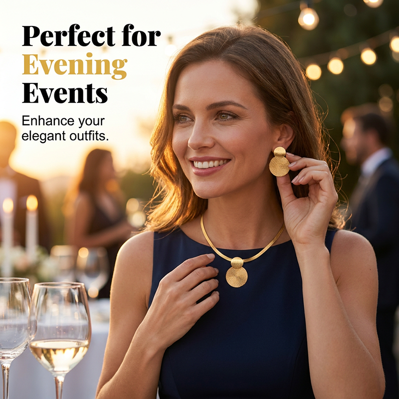 Parure collier & boucles d'oreilles chic moderne