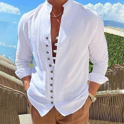 👕50% DE RÉDUCTION MAINTENANT ! 🌊 Chemise de plage d'été boutonnée en lin pour homme – Respirante, légère et coupe décontractée – parfaite pour les vacances au bord de la mer, les barbecues ou les journées ensoleillées ☀️