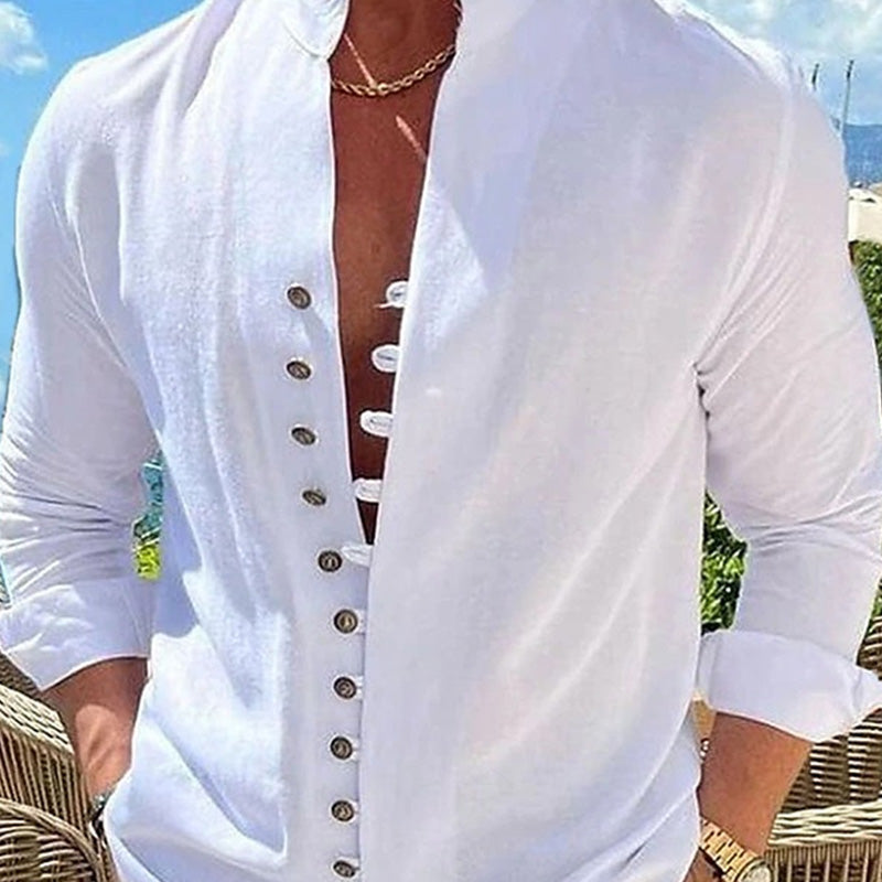 👕50% DE RÉDUCTION MAINTENANT ! 🌊 Chemise de plage d'été boutonnée en lin pour homme – Respirante, légère et coupe décontractée – parfaite pour les vacances au bord de la mer, les barbecues ou les journées ensoleillées ☀️