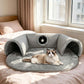 🐱PROMOTION LIMITÉE -50%✨Lit tunnel pour chat 2-en-1 – Peluche, pliable, compact🎾