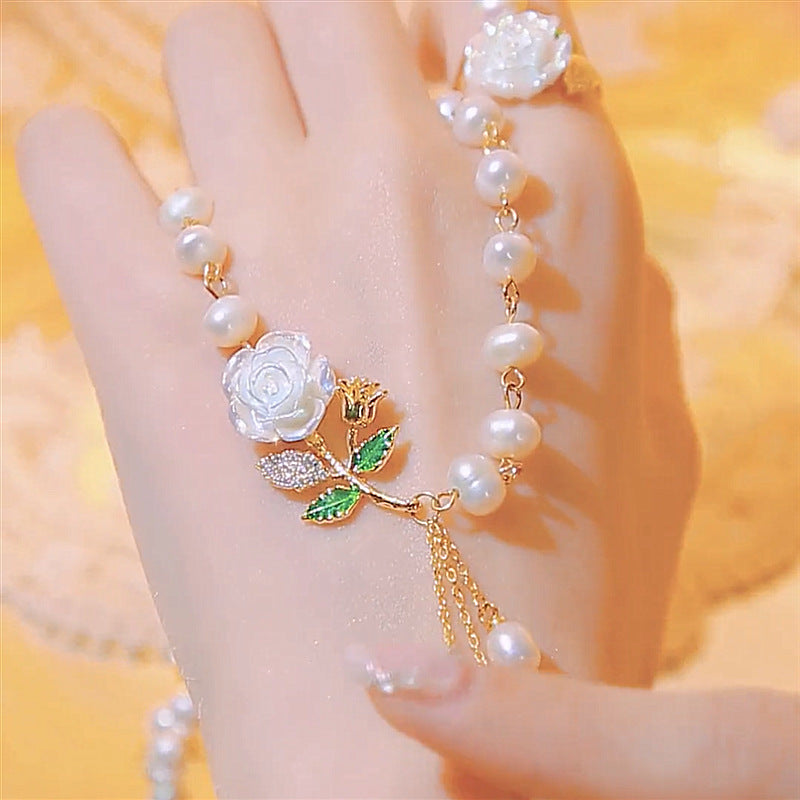 🥳PROMO FLASH 50%✨Ensemble Collier & Boucles d'Oreilles Rose & Perles – Alliage, Zircon, Boîte Cadeau, Parfait pour Mariage, Soirée & Photos💍