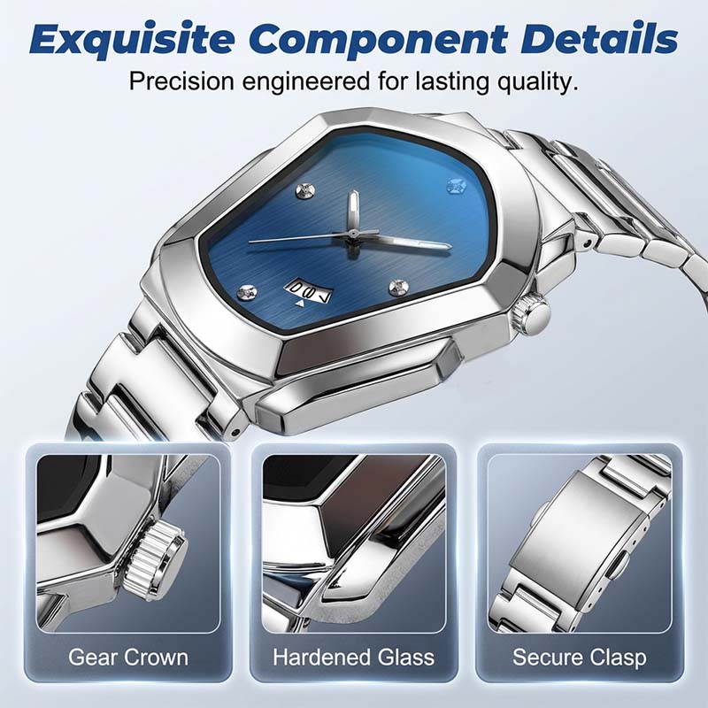 ⏳PROMO LIMITÉE 50%⌚Montre Homme Quartz Cadran Losange – Acier Inoxydable, Cadran Dégradé, 8 Combinaisons, Style Unique & Élégant✨