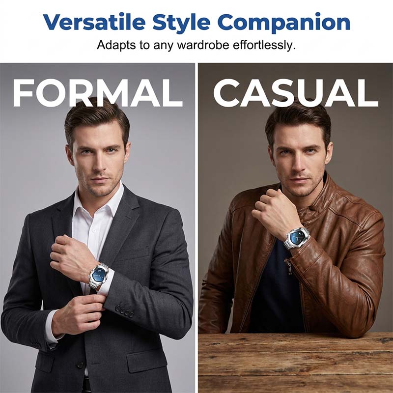 ⏳PROMO LIMITÉE 50%⌚Montre Homme Quartz Cadran Losange – Acier Inoxydable, Cadran Dégradé, 8 Combinaisons, Style Unique & Élégant✨