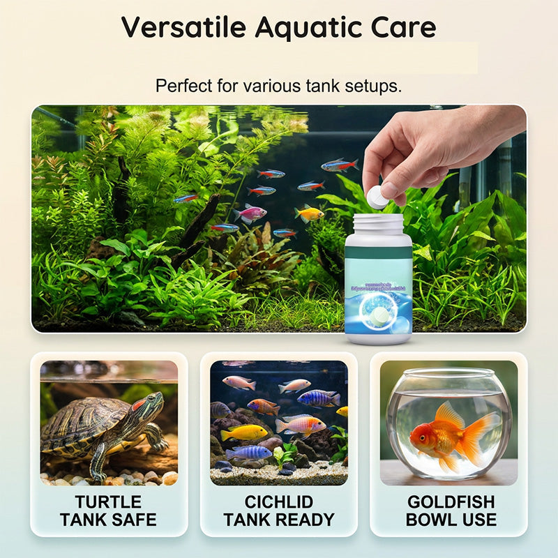 ✅PROMO FLASH 50%🐠Comprimés Effervescents Purifiant pour Aquarium – 100 comprimés, Clarification Rapide, Élimine Algues & Odeurs, Pour Tous Types d'Aquariums✨