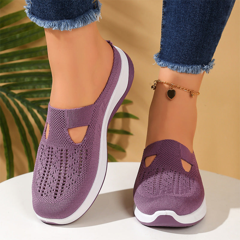 👟✨Chaussures décontractées en maille respirante pour femmes👩‍💼Sans lacets, dessus tricoté aéré, Chic et confortables pour le bureau, les courses ou les sorties du week-end 👜🌿🐾