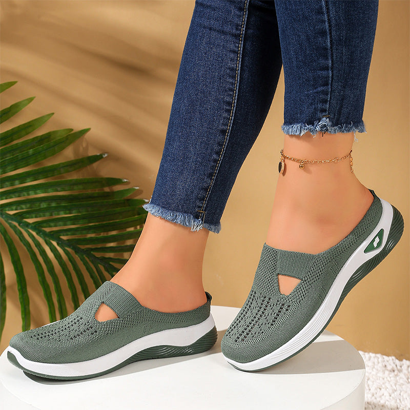 👟✨Chaussures décontractées en maille respirante pour femmes👩‍💼Sans lacets, dessus tricoté aéré, Chic et confortables pour le bureau, les courses ou les sorties du week-end 👜🌿🐾