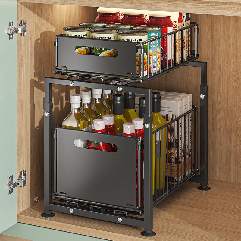 🧂✨ -50% | Organisateur Coulissant Réglable pour Sous Évier – Étagère de Rangement Multifonction pour Cuisine, Épices et Accessoires