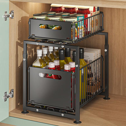 🧂✨ -50% | Organisateur Coulissant Réglable pour Sous Évier – Étagère de Rangement Multifonction pour Cuisine, Épices et Accessoires
