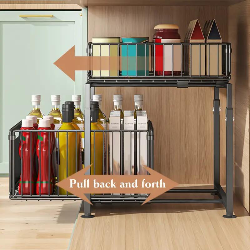 🧂✨ -50% | Organisateur Coulissant Réglable pour Sous Évier – Étagère de Rangement Multifonction pour Cuisine, Épices et Accessoires