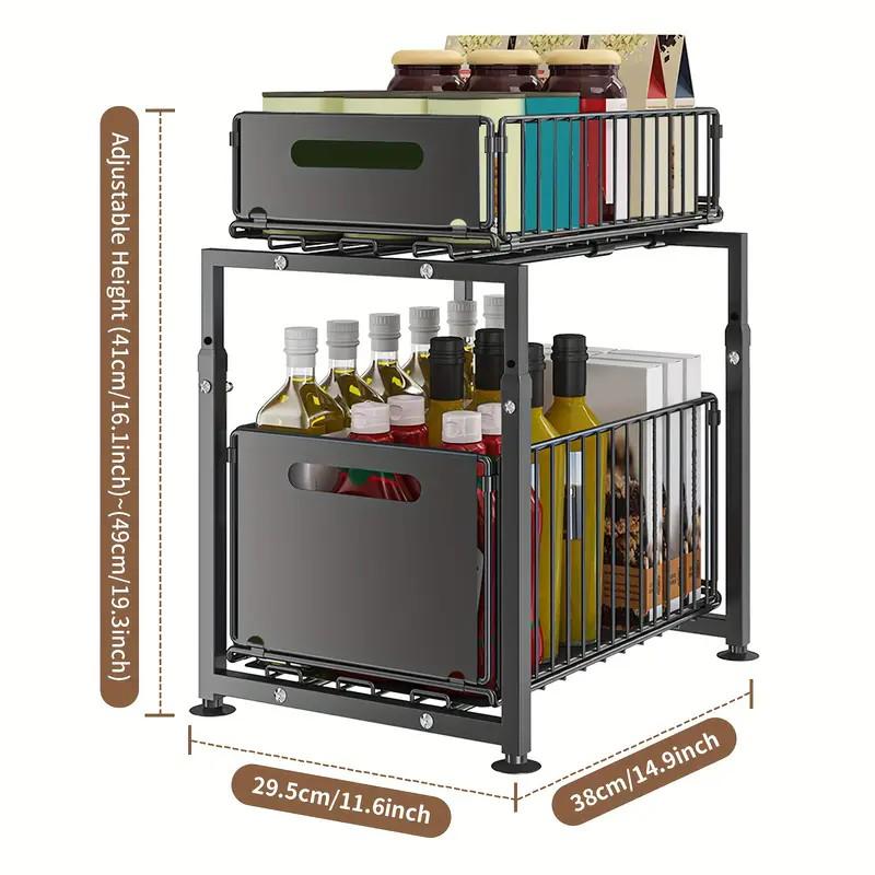 🧂✨ -50% | Organisateur Coulissant Réglable pour Sous Évier – Étagère de Rangement Multifonction pour Cuisine, Épices et Accessoires