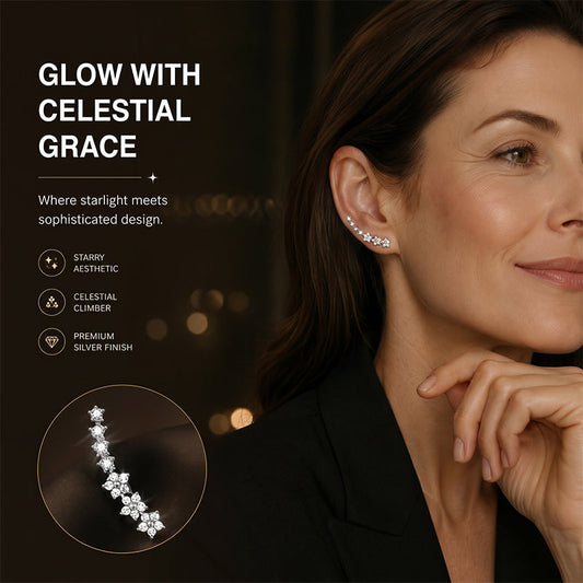 ✨ 50% DE RÉDUCTION MAINTENANT ! 🌟 Boucles d'oreilles grimpeuses étoile fleur en strass – Cristaux scintillants, design remontant confortable – parfaites pour le glamour quotidien ou les occasions spéciales 🌸