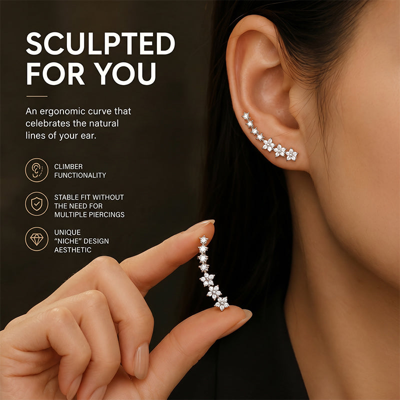 ✨ 50% DE RÉDUCTION MAINTENANT ! 🌟 Boucles d'oreilles grimpeuses étoile fleur en strass – Cristaux scintillants, design remontant confortable – parfaites pour le glamour quotidien ou les occasions spéciales 🌸